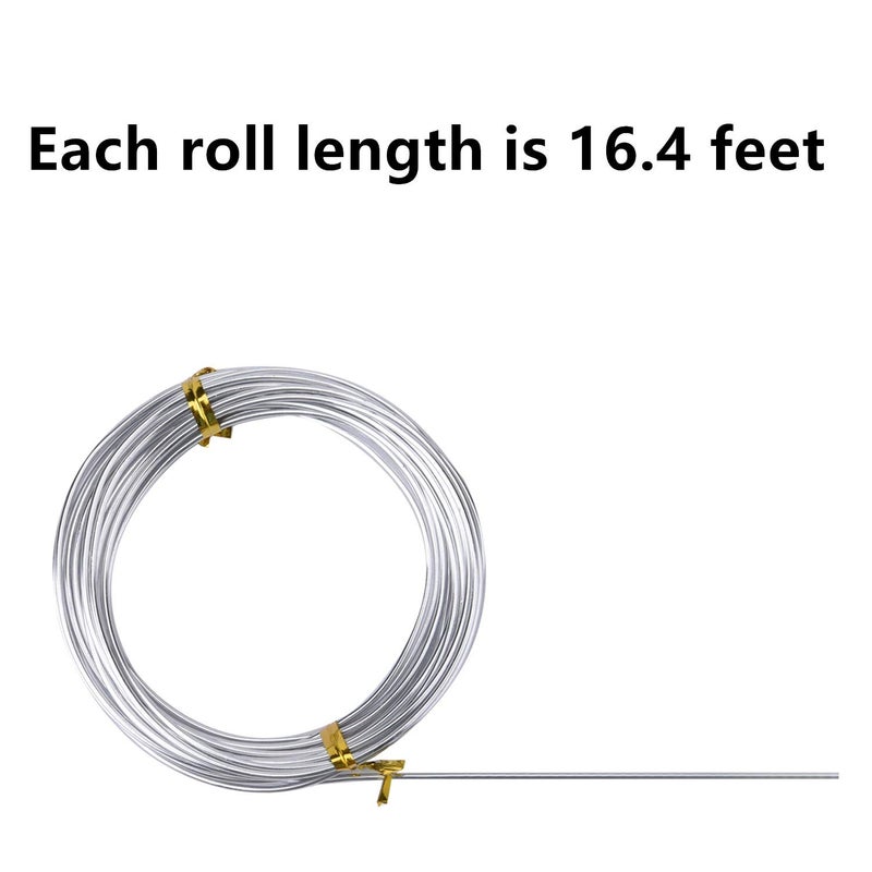 Sunmns 6 Rolls Silvery DIY Craft Art Aluminum Wire, 1mm, 1.5mm, 2mm, 3mm in Diameter - Image 3
